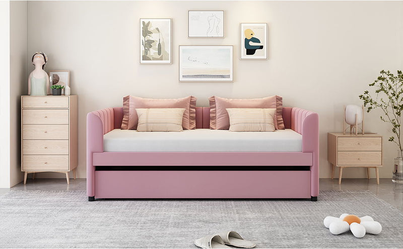 Upholstered Daybed With Ergonomic Design Backrest