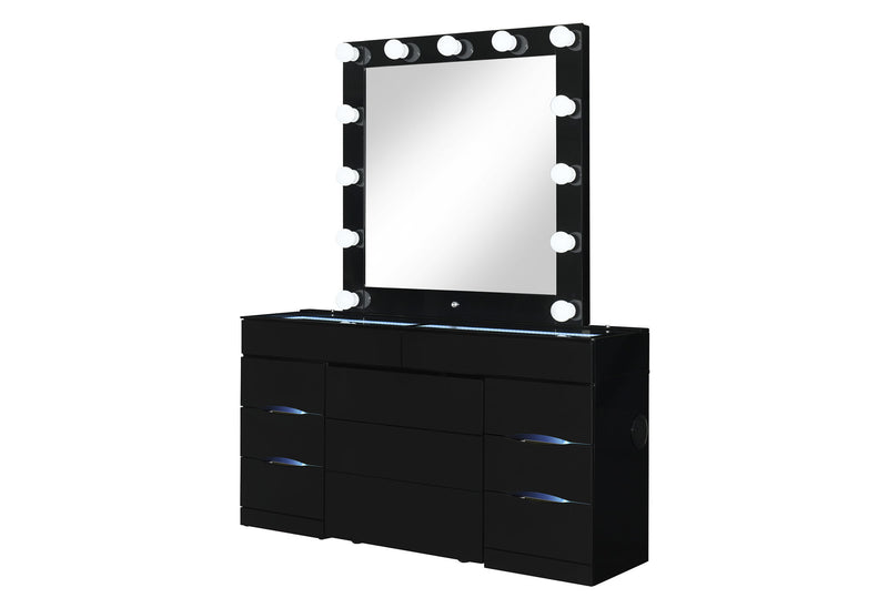Ella - Vanity Set With Storage Stool - Black