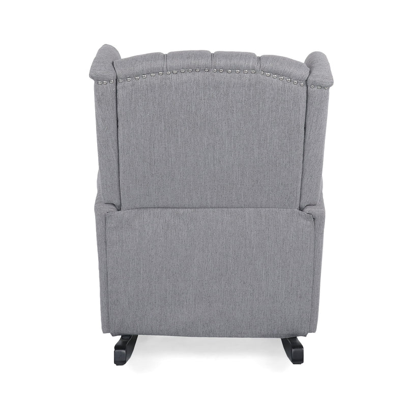 Sheila - Contemporary Fabric Tufted Wingback Rocking Chair - Gray