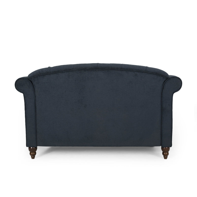 Upholstered Chaise Lounge With Scroll Arms, Turned Legs And 2 Pillows