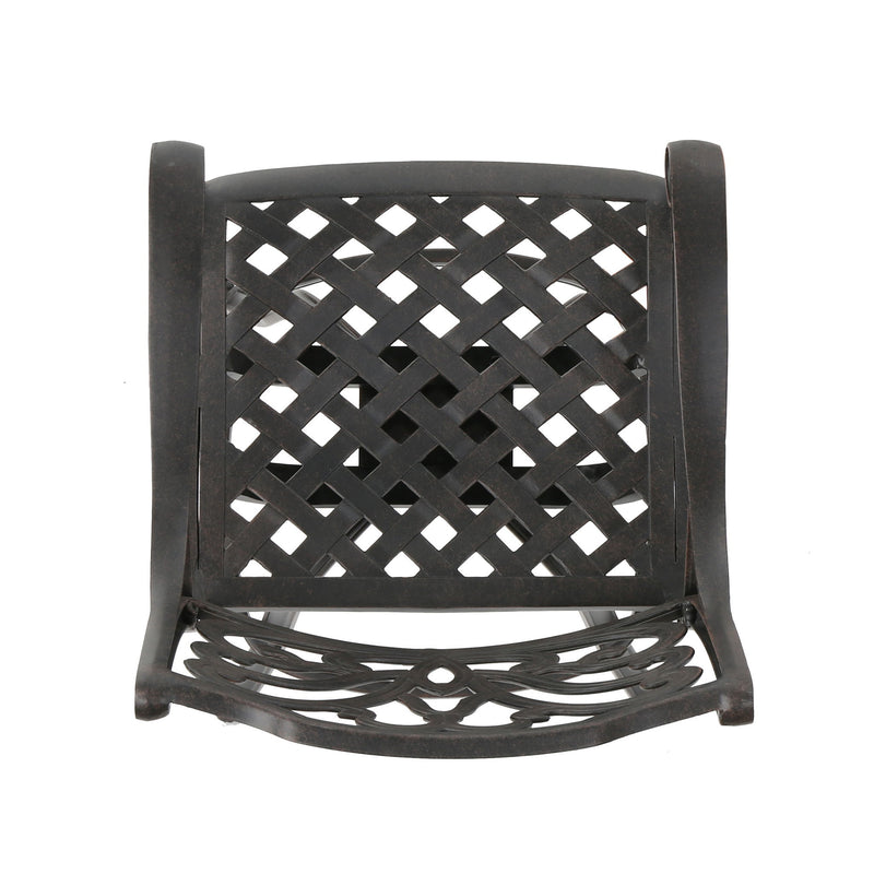 Outdoor Cast Aluminum Swivel Bar Stool With Scrolled Arms - Bronze