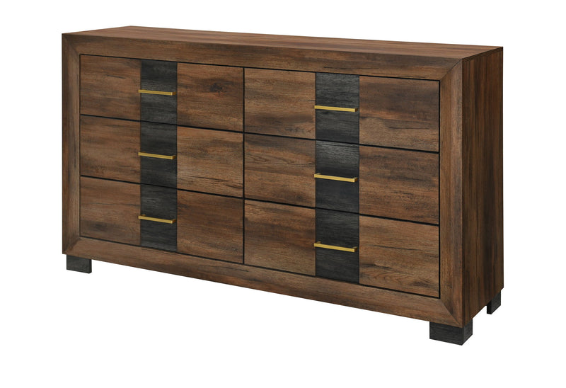 Optimus - 5 Piece King Bedroom Set - Black / Brown