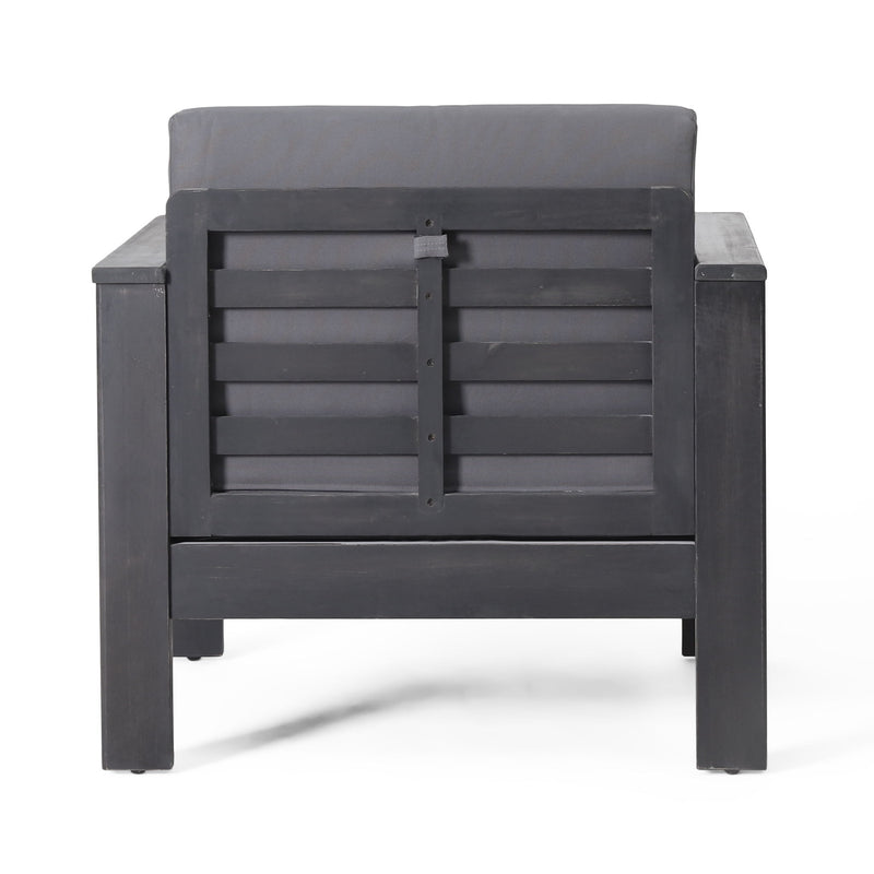 Acacia Wood Loveseat And Coffee Table Set With Cushions