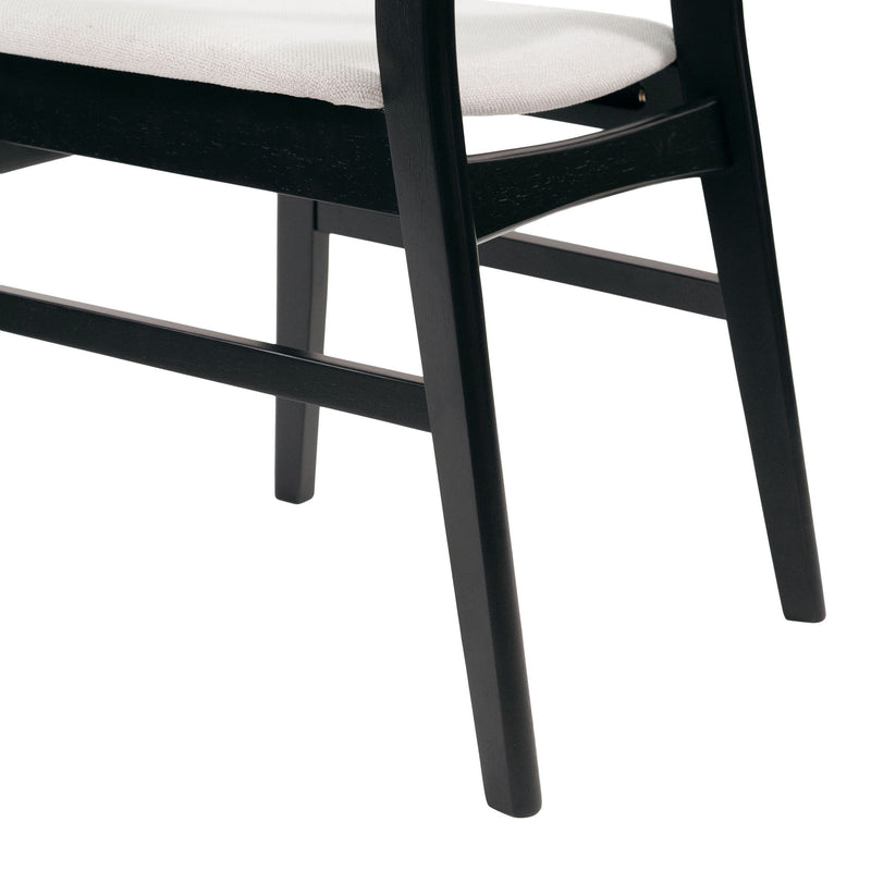 Dining Chairs With Upholstered Seat (Set of 2) - Black / Light Beige