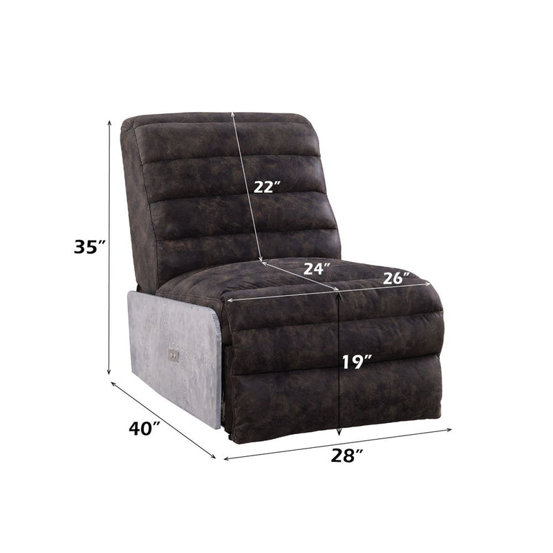 Okzuil - Power Motion Recliner - Two Tone Gray Top Grain Leather & Aluminum