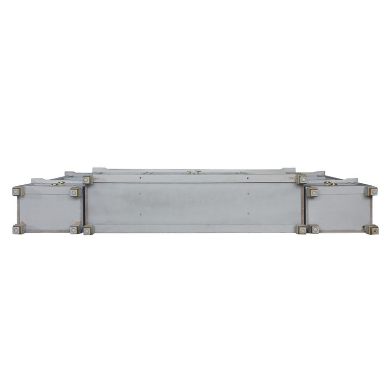 House Marchese - Entertainment Center - Gold Trim & Pearl Gray
