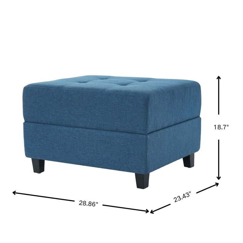 Ottoman, Compact Footrest For Living Room - Navy Blue