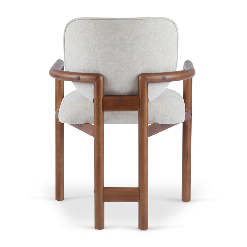 5 Piece Indoor Dining Set, Round Table & 4 Brown Arm Chairs - Beige / Brown / Cherry