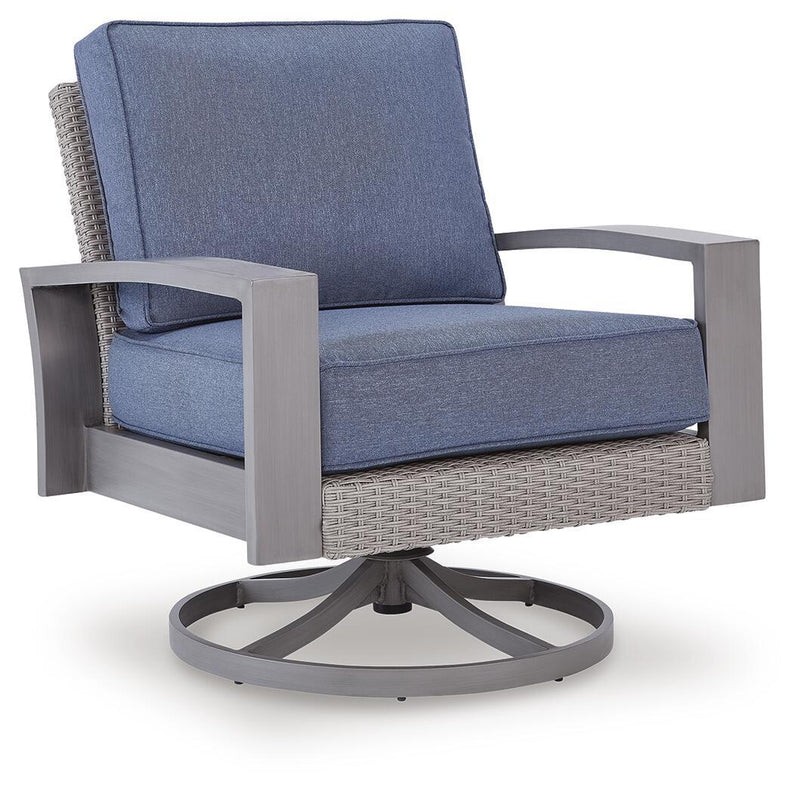 Half Moon Beach - Sillón giratorio con cojín - Azul / Gris