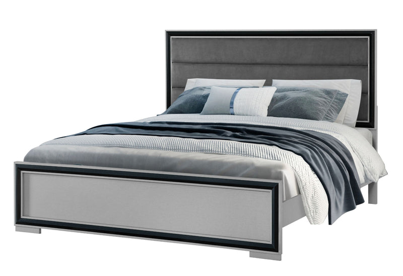 Amelia - Queen Bed With LED - Gray / Black