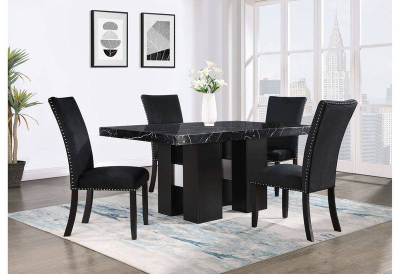 D03 - 5 Piece Dining Room Set (Dining Table And 4 Dining Chairs) - Black