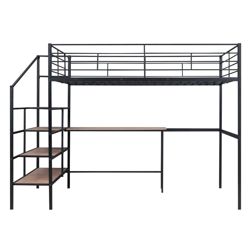 Loft Bed With Desk And Lateral Storage Ladder