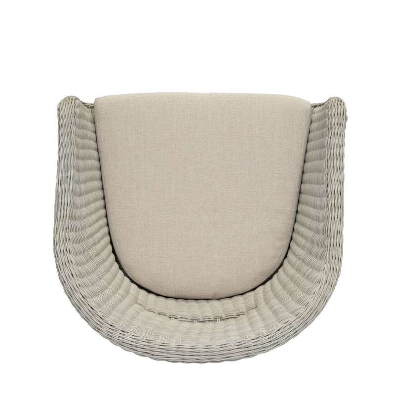 Modern Coastal Rattan Dining Chairs, (Set of 2), Solid Wood Legs - Beige