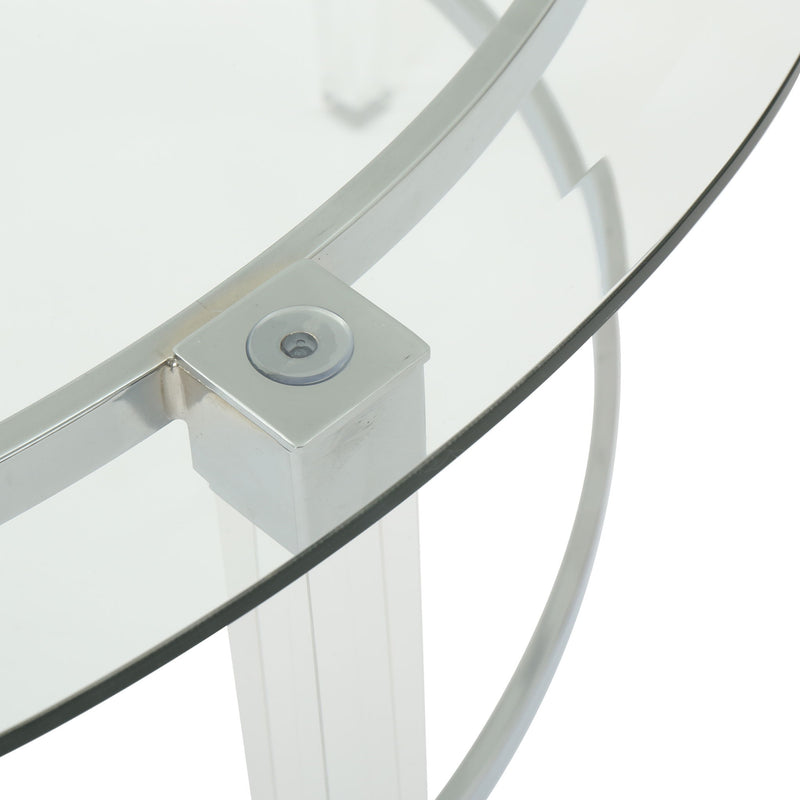 Tempered Glass Round Coffee Table With Four Legs - Clear