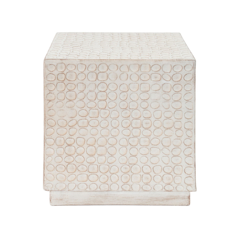 Chic Modern Mgo Cube Side Table With Fluted Design - Antique Brown
