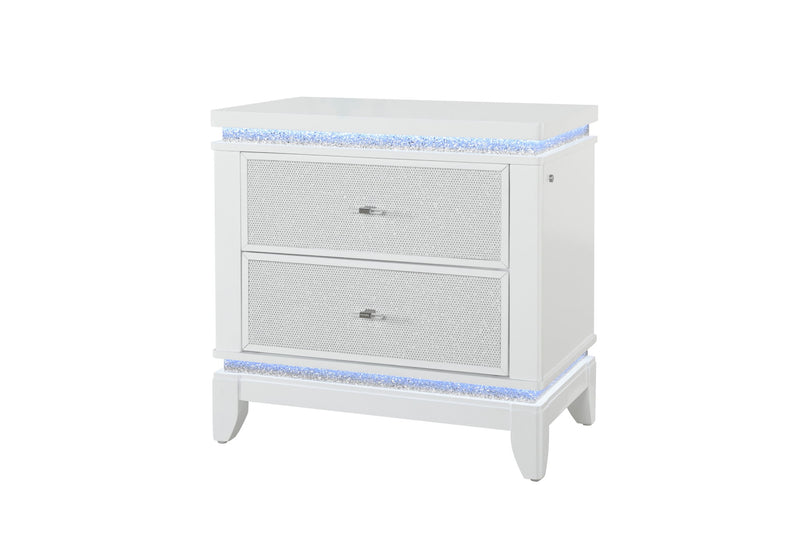 Alina - 5 Piece King Bedroom Set With LED, Cooler, Speaker And USB - White