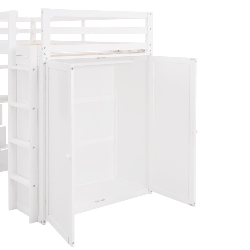 Loft Bed With Drawers, Desk, And Wardrobe