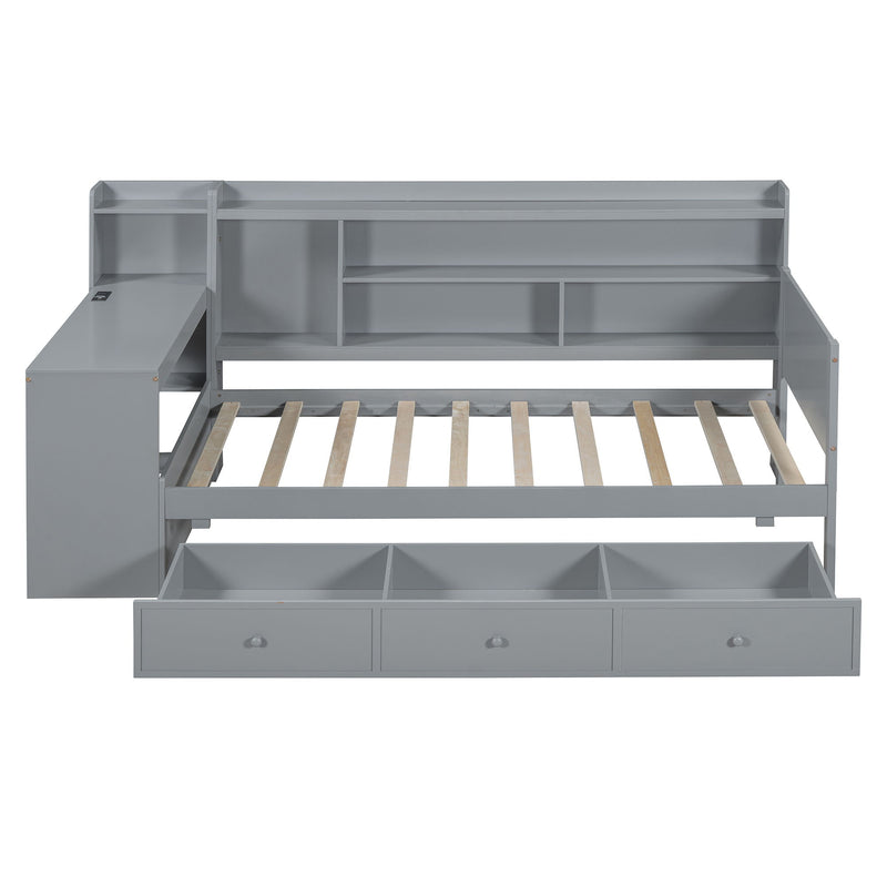 Daybed With 3 Drawers USB Ports And Desk