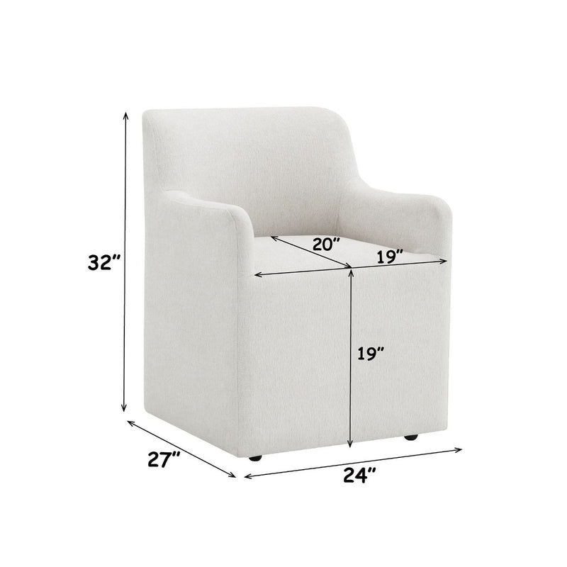 Cafell - Arm Chair With Swivel Casters - Cream