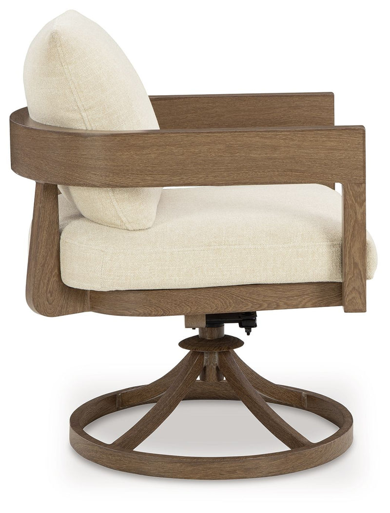 Serene Bay - Swivel Chair With Cushion (Set of 2) - Dark Brown / White