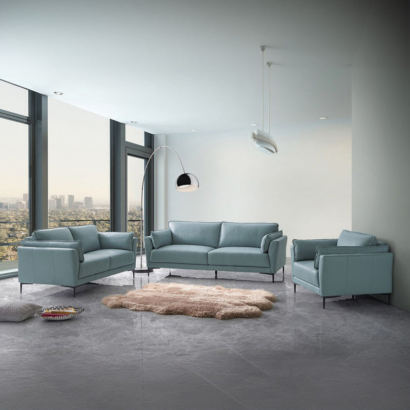 Mesut - Loveseat - Sage Green Top Grain Leather & Black