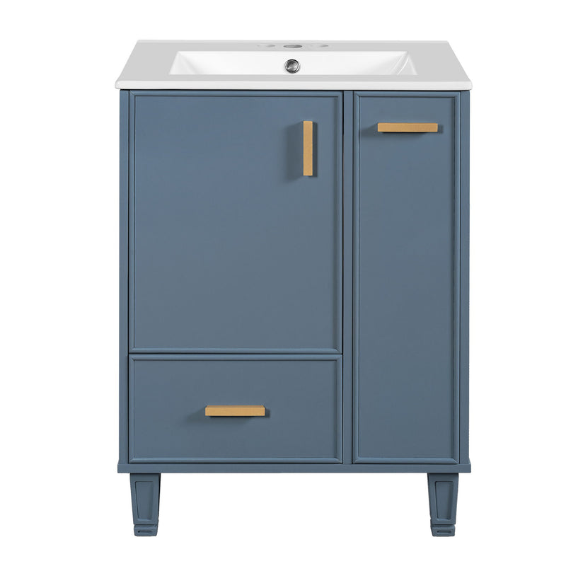 Bathroom Vanity With Sink, Deep Drawer, Door Shelf, 2 Tier Basket