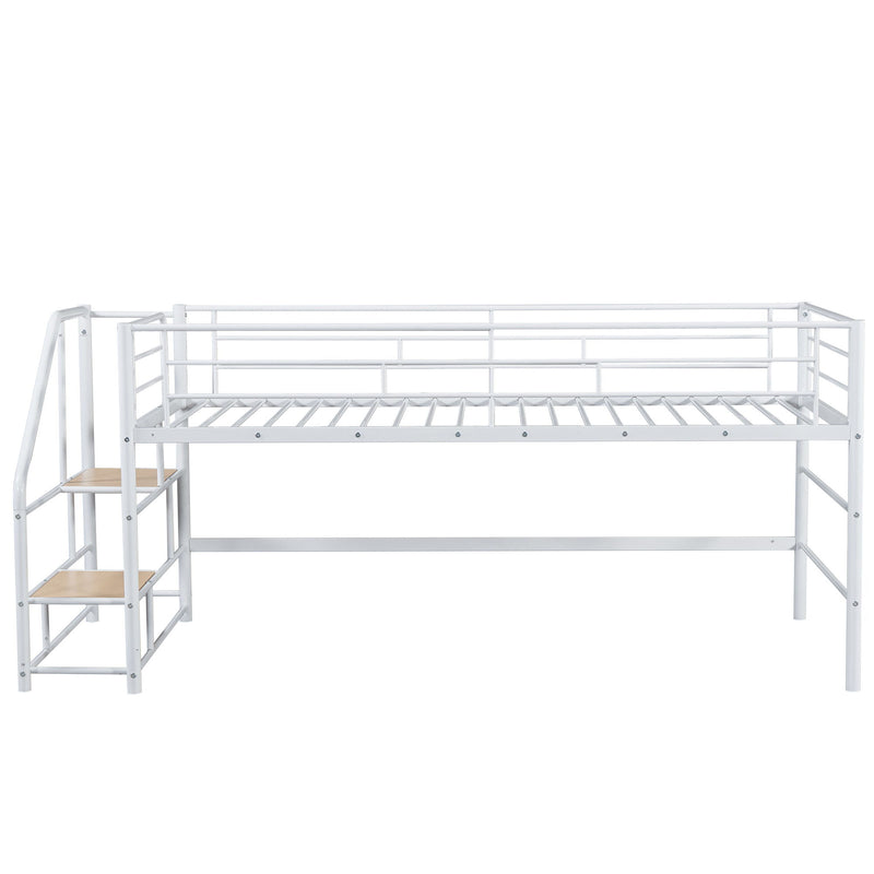 Loft Bed With Storage Stairs And Metal Frame