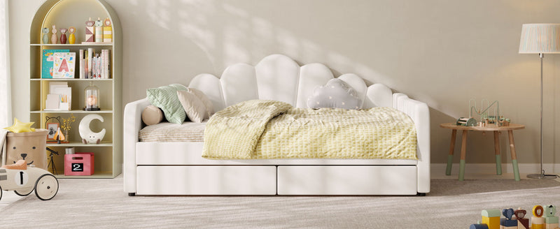 Shell Shaped Upholstered Daybed Frame With Slats
