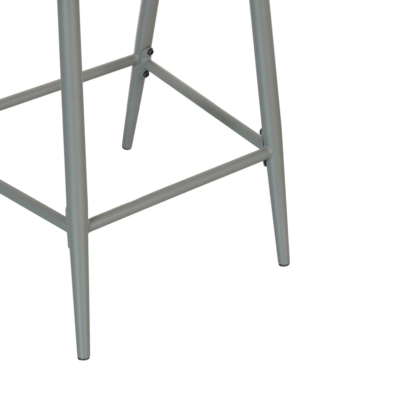Outdoor Bar Height Metal Frame Counter Stools With Scallop Shaped Backrest & Water Resistant Cushions