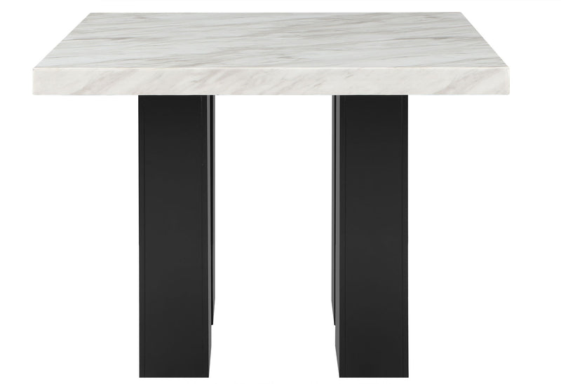 D04 - 7 Piece Dining Room Set (White Bar Table And 6 Bar Stools) - Black / White