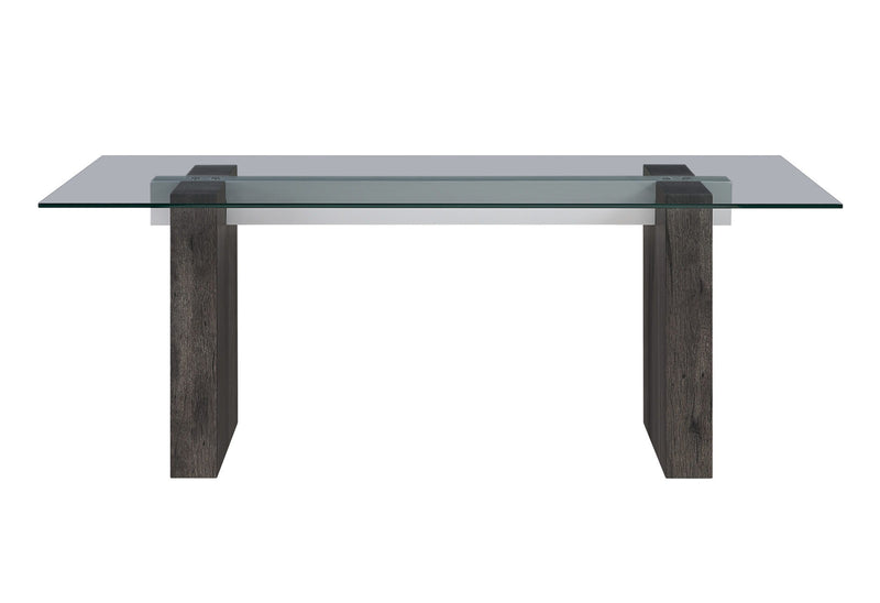 D4238 - 7 Piece Dining Room Set (Dining Table And 6 Dining Chairs) - Clear / Dark Brown / Light Gray
