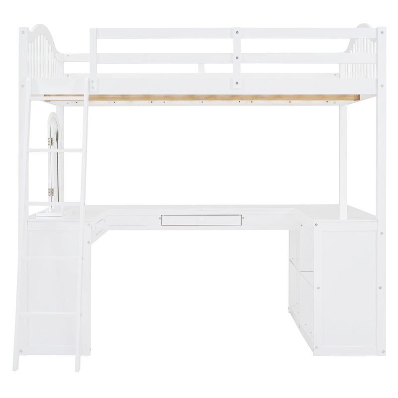 Loft Bed With Drawers, Cabinet, Shelves With Desk