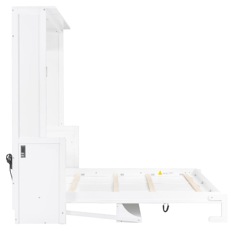 Murphy Bed With Desk, LED Lights & USB Charging Station