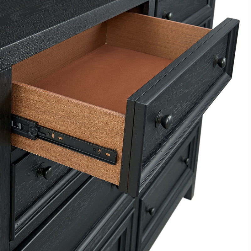 8 Drawer Dresser With Framed Fronts And Smooth Metal Glides