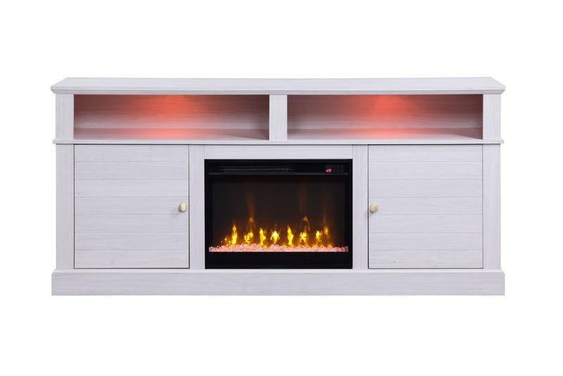 Terra - TV Stand Console With Fireplace - White Walnut