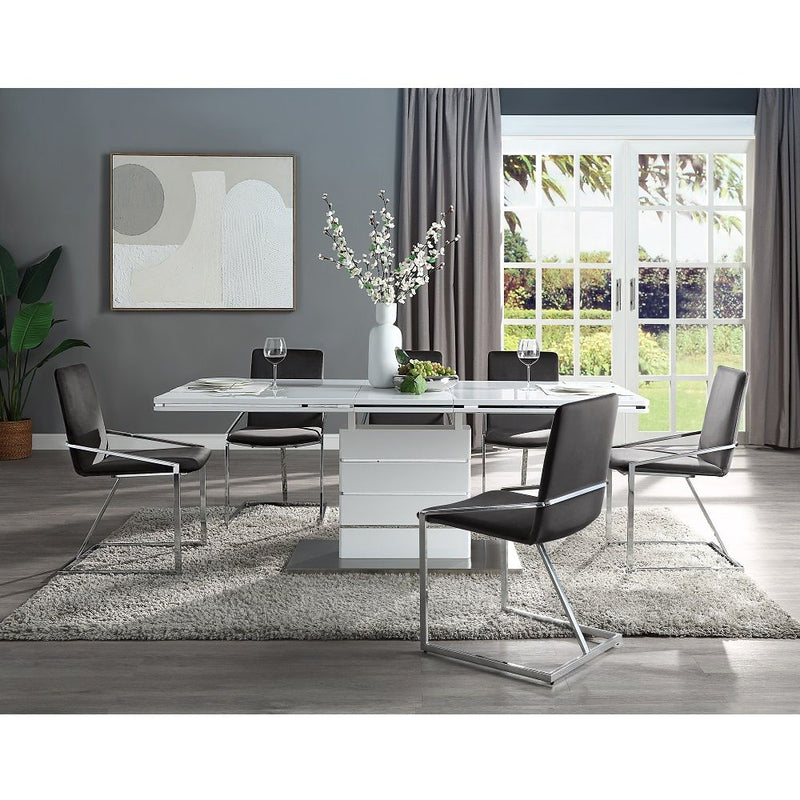 Zlatan - Side Chair (Set of 2) - Gray Velvet & Chrome