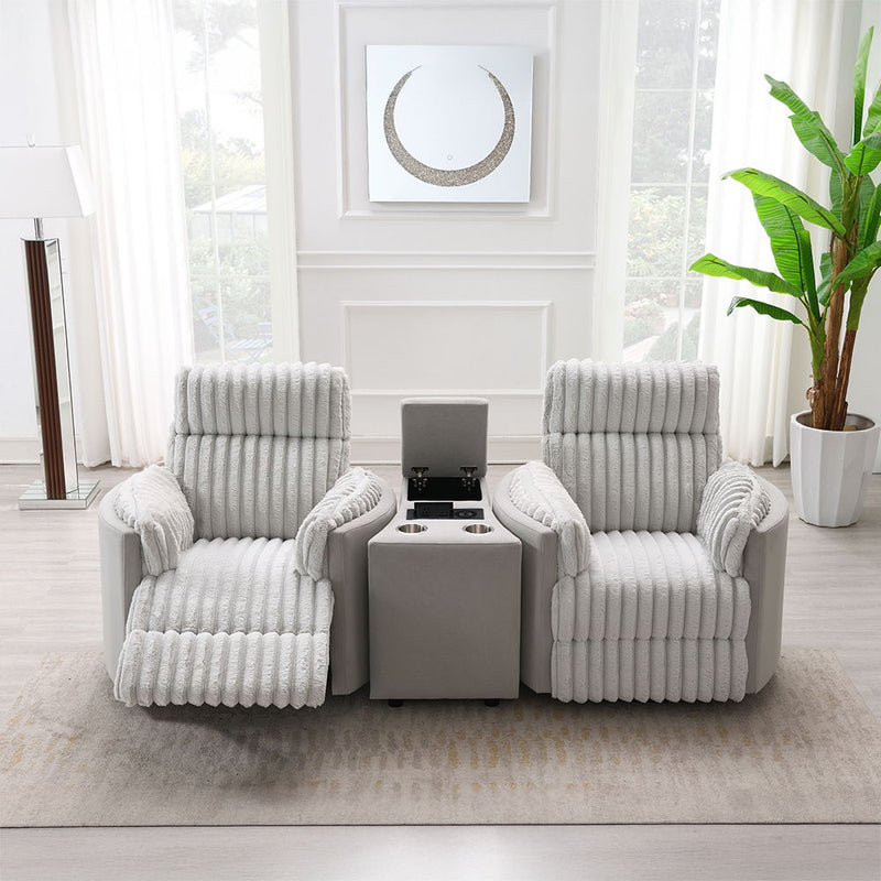 Emee - Console With USB - Gray Corduroy