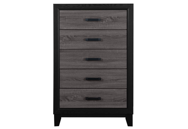 Lisbon - 5 Piece Twin Bedroom Set (Bookcase Twin Bed) - Black / Gray
