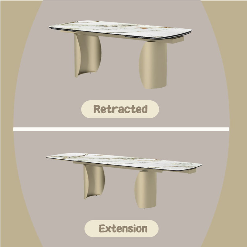 Cora - Dining Table - Ceramic Top & Golden Champange