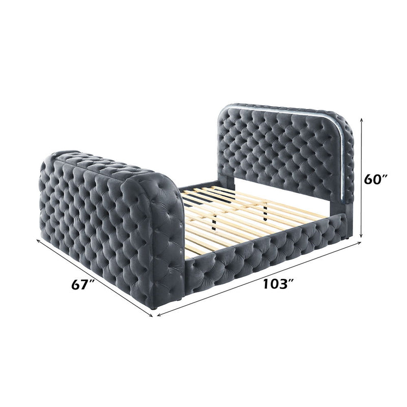 Kana - Bed With LED, Fireplace & TV Stand