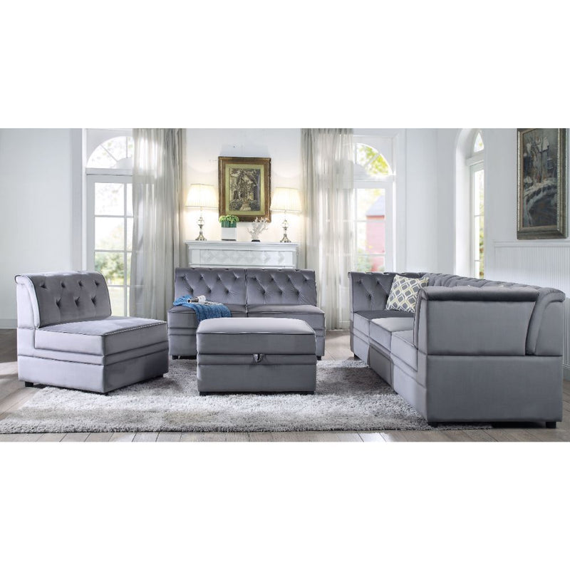 Bois II - Modular Armless Chair - Gray Velvet