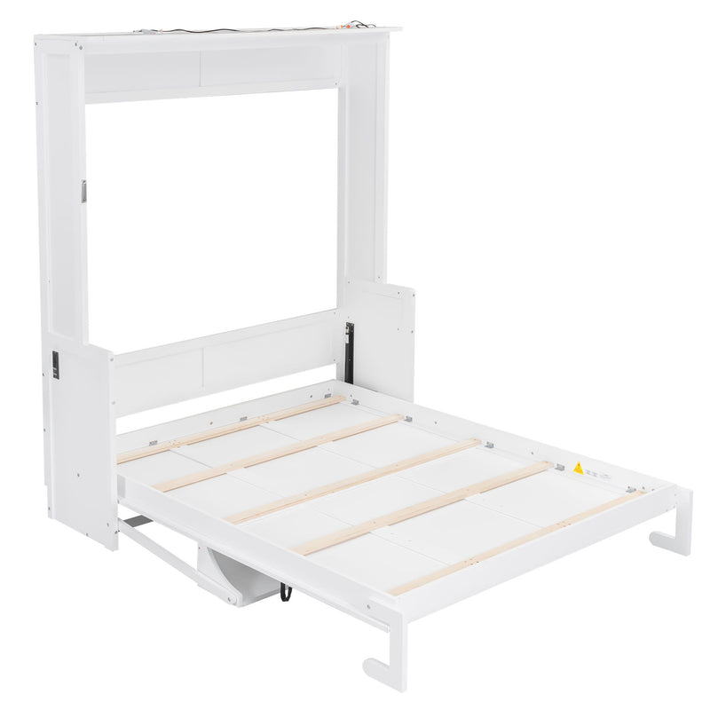 Murphy Bed With Desk, LED Lights & USB Charging Station