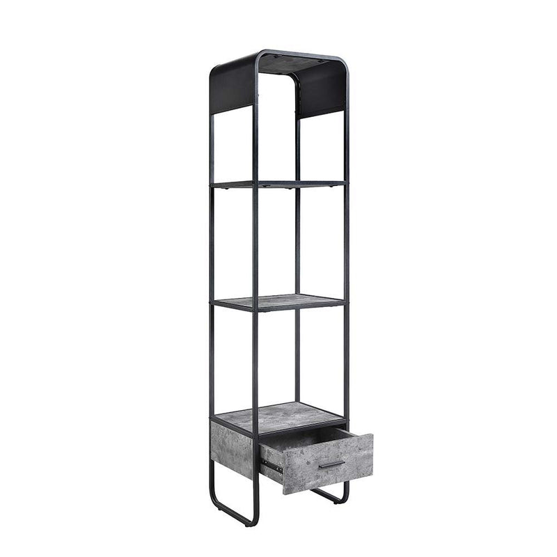 Raziela - TV Stand Side Pier - Concrete Gray & Black