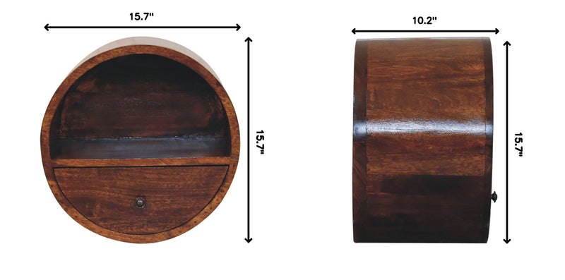 Floating Circle Bedside Table - Chestnut