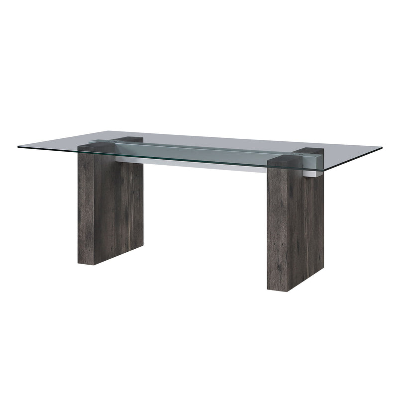 D4238 - 7 Piece Dining Room Set (Dining Table And 6 Dining Chairs) - Clear / Dark Brown / Light Gray