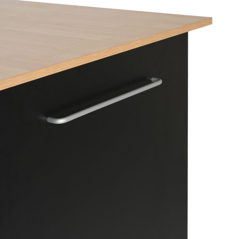 Mobile Kitchen Cart With Storage With 2 Doors, 3 Drawers & Adjustable Shelf - Black / Natural