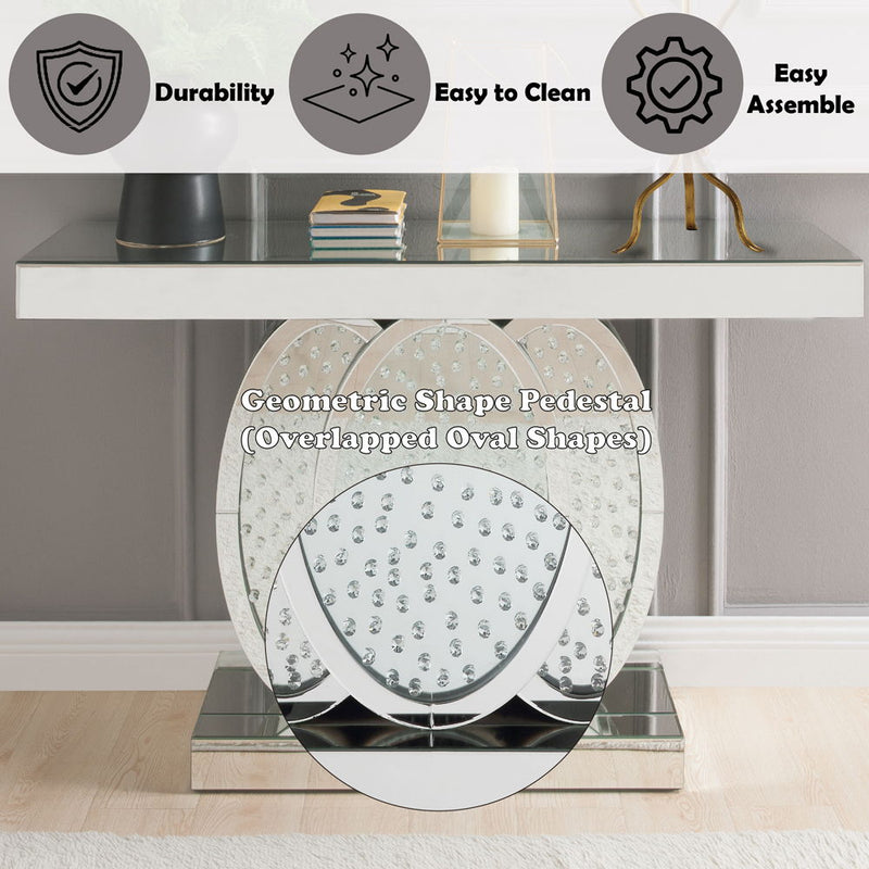 Nysa - 47"L Console Table - Mirrored & Faux Crystals