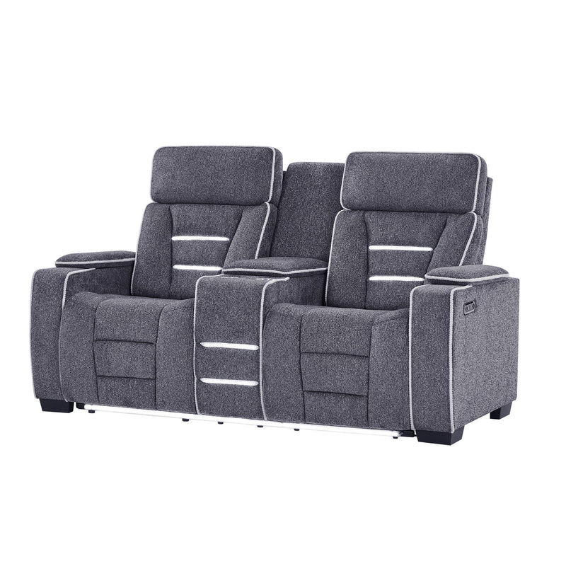 Austin - Console Reclining Loveseat With Storage Arms - Gray