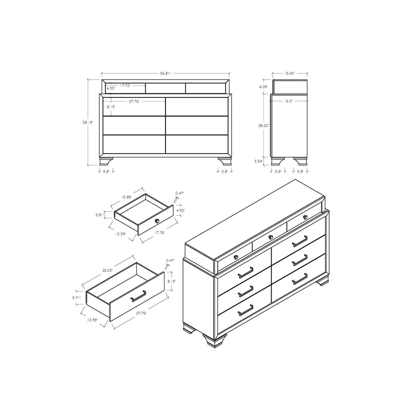 Civic - 5 Piece Storage Bedroom Set With Bookcase Headboard