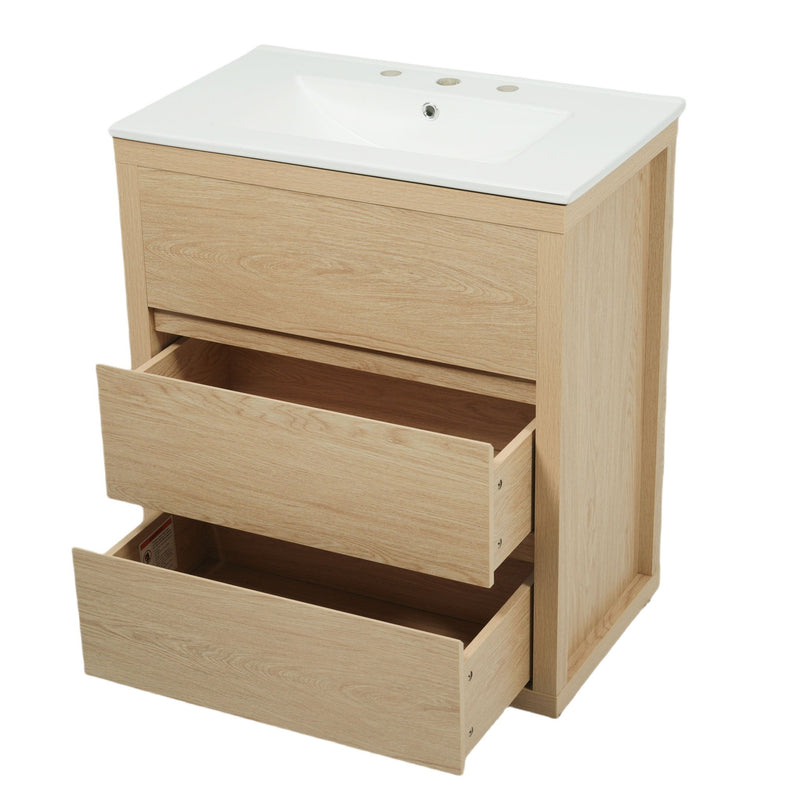 Double Sinks Bathroom Vanity Set With 2 Ceramic Basins
